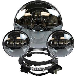 7 LED Daymaker Headlight + Passing Lights Harley Davidson Touring Road King BLK