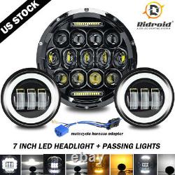 7 inch LED Headlight+4.5 Passing Lights For Harley Davidson Touring Road King