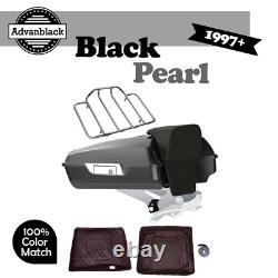 Advan Black Pearl Razor Tour Pack Trunk Luggage Fits 1997+ Harley Touring