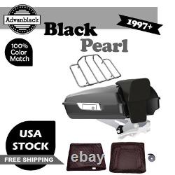 Advan Black Pearl Razor Tour Pack Trunk Luggage Fits 1997+ Harley Touring
