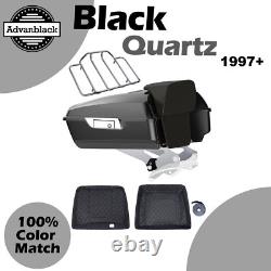 Advan Black Quartz Chopped Tour Pack Pak Trunk Luggage Fits 97+ Harley Touring