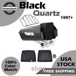 Advan Black Quartz Chopped Tour Pack Pak Trunk Luggage Fits 97+ Harley Touring