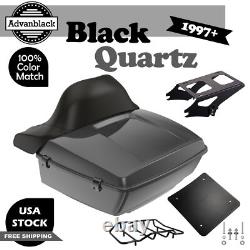 Advan Black Quartz King Tour Pack Trunk Luggage For 1997+ Harley Touring