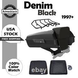 Advan Denim Black Razor Tour Pak Pack Trunk Luggage For 1997+ Harley Touring