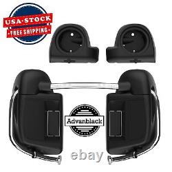 Advan Denim Black Rushmore Lower Vented Fairings Speaker Pods For 2014+ Harley