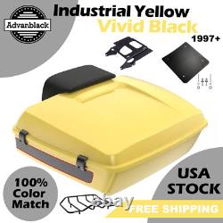 Advan Industrial YellowithVivid Black Chopped Tour Pack Backrest Fits 97+ Harley