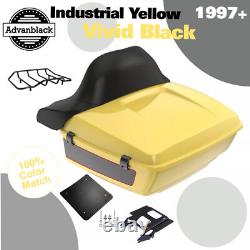 Advan Industrial YellowithVivid Black King Tour Pack Trunk Luggage For 97+ Harley