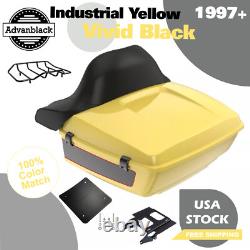 Advan Industrial YellowithVivid Black King Tour Pack Trunk Luggage For 97+ Harley