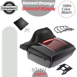 Advan Sunset Orange/Sunset Black King Tour Pack Pak Luggage For Harley 97+