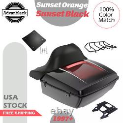 Advan Sunset Orange/Sunset Black King Tour Pack Pak Luggage For Harley 97+