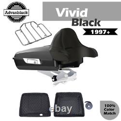 Advan Vivid Black Razor Tour Pak Wrap-Around Backrest F/ 97-20 Harley Touring