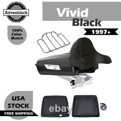 Advan Vivid Black Razor Tour Pak Wrap-Around Backrest F/ 97-20 Harley Touring