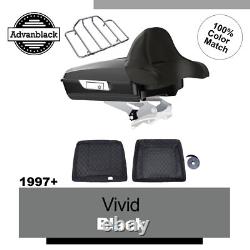 Advan Vivid Black Razor Tour Pak Wrap-Around Backrest For 97-20 Harley Touring