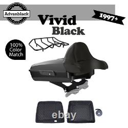 Advan Vivid Black Razor Tour Pak Wrap-Around Backrest For Harley Touring 97-20
