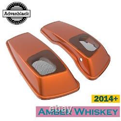 Advanblack Amber Whiskey Saddlebag Speaker Lids 6x9 Fits 2014+ Harley Davidson