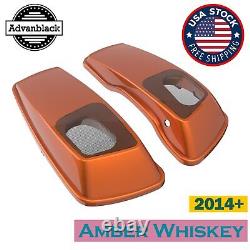 Advanblack Amber Whiskey Saddlebag Speaker Lids 6x9 Fits 2014+ Harley Davidson