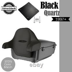 Advanblack BLACK QUARTZ Rushmore King Tour Pak Pack Pad For 97+ Harley/Softail