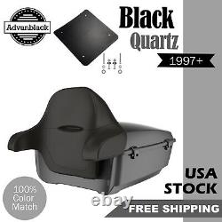 Advanblack BLACK QUARTZ Rushmore King Tour Pak Pack Pad For 97+ Harley/Softail