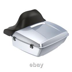 Advanblack Barracuda Silver King Tour Pack Black Hinges & Latch For 97+ Harley