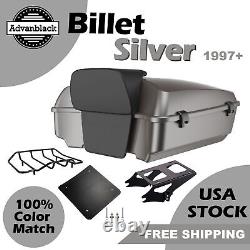 Advanblack Billet Silver Chopped Tour Pack Pak Black Liner For 1997+ Harley