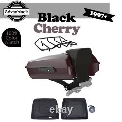 Advanblack Black Cherry Razor Tour Pack Trunk Luggage For Harley Touring 97+