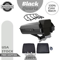Advanblack Black Quartz Razor Tour Pack Trunk Luggage For Harley Touring 97+