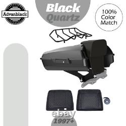 Advanblack Black Quartz Razor Tour Pack Trunk Luggage For Harley Touring 97+