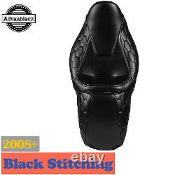 Advanblack Cobra Seat with Black Custom Stitching for 08+ Harley Touring Models