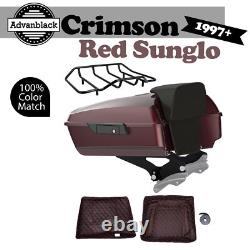 Advanblack Crimson Red Sunglo Chopped Tour Pack Black Hinges For Harley 1997+