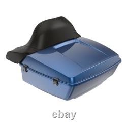 Advanblack Dark Blue Pearl King Tour Pack Black Hinges & Latch For 1997+ Harley