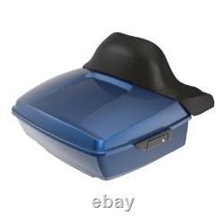 Advanblack Dark Blue Pearl King Tour Pack Black Hinges & Latch For 1997+ Harley