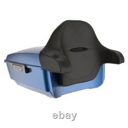 Advanblack Dark Blue Pearl King Tour Pack Black Hinges & Latch For 1997+ Harley