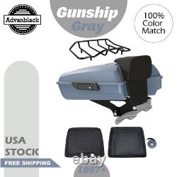 Advanblack Gunship Gray Razor Tour Pack Trunk Luggage For Harley Touring 1997+