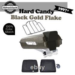 Advanblack Hard Candy Black Gold Flake Razor Tour Pack For 97+ Harley Touring