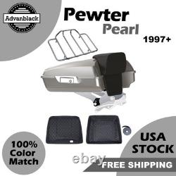 Advanblack Pewter Pearl Razor Tour Trunk Pack Luggage Fits 97+ Harley Touring