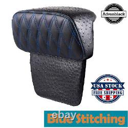 Advanblack Raptor Small Backrest Pad Blue Stitching Fits Harley Touring