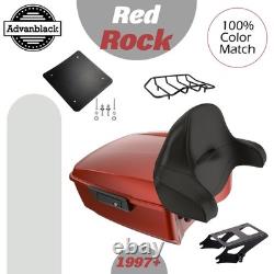 Advanblack Red Rock King Tour Pack Black Hinges For 97+ Harley