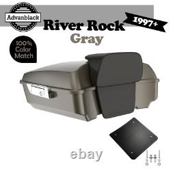 Advanblack River Rock Gray Rushmore Chopped Tour Pak Pack Fit Harley/Softail 97+