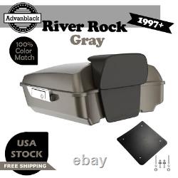 Advanblack River Rock Gray Rushmore Chopped Tour Pak Pack Fit Harley/Softail 97+