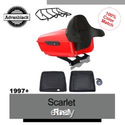 Advanblack Scarlet Red King Tour Pack Black Hinges & Latch For 1997+ Harley