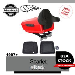Advanblack Scarlet Red King Tour Pack Black Hinges & Latch For 1997+ Harley