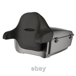 Advanblack Silver Flux King Tour Pack Pak Black Hinges Fits 1997+ Harley Touring