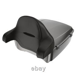 Advanblack Silver Flux King Tour Pack Pak Black Hinges Fits 1997+ Harley Touring