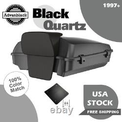 Advanblak BLACK QUARTZ Rushmore Razor Tour Pak Pack Pad For 97+ Harley/Softail