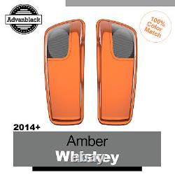 Amber Whiskey 5x7 Saddlebag Speaker Lids Audio Cover For Harley 2014+