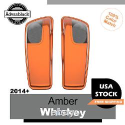 Amber Whiskey 5x7 Saddlebag Speaker Lids Audio Cover For Harley 2014+