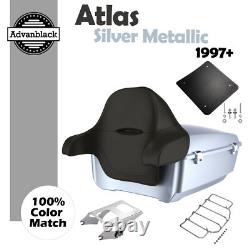 Atlas Silver Metallic King Tour Pack Pak Wrap Around Backrest Fits 1997+ Harley