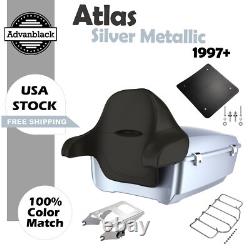 Atlas Silver Metallic King Tour Pack Pak Wrap Around Backrest Fits 1997+ Harley