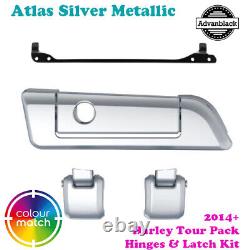 Atlas Silver Metallic Tour Pack Hinges Latch Kit for 14+ Harley Street FLHX