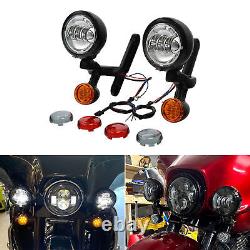 Auxiliary Spot Fog Light Bracket Turn Signal For Harley Touring Road Glide King